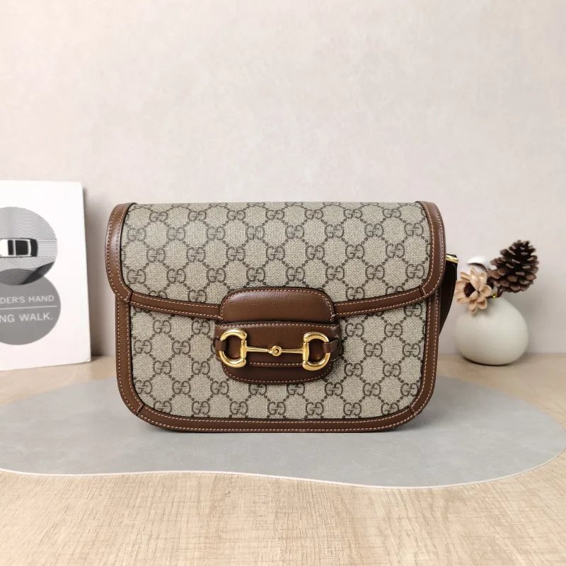 GUCCI Shoulder Bag Horsebit 1955 Horsebit Medium Monogram PVC Medium 25 × 8 × 18 cm — cover view 1 of 5