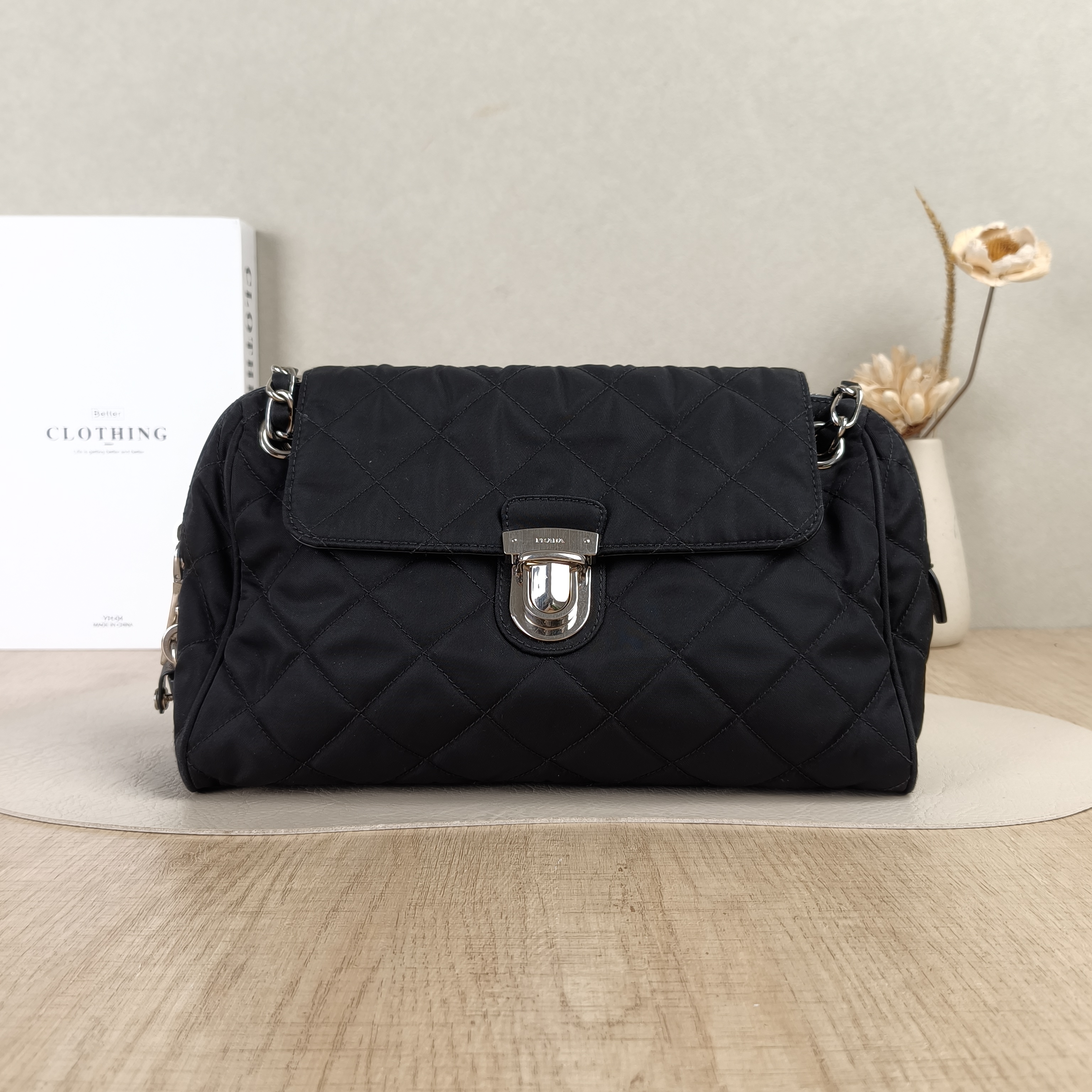 PRADA Crossbody Bag Messenger Bag Crossbody Bag Black Nylon One Size26 × 10 × 17 cm
