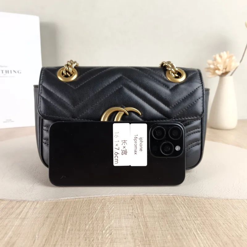 GUCCI Crossbody Bag GG Marmont Small Marmont 22 Black CC alfskin Small 22 × 6 × 13 cm — cover view 5 of 5