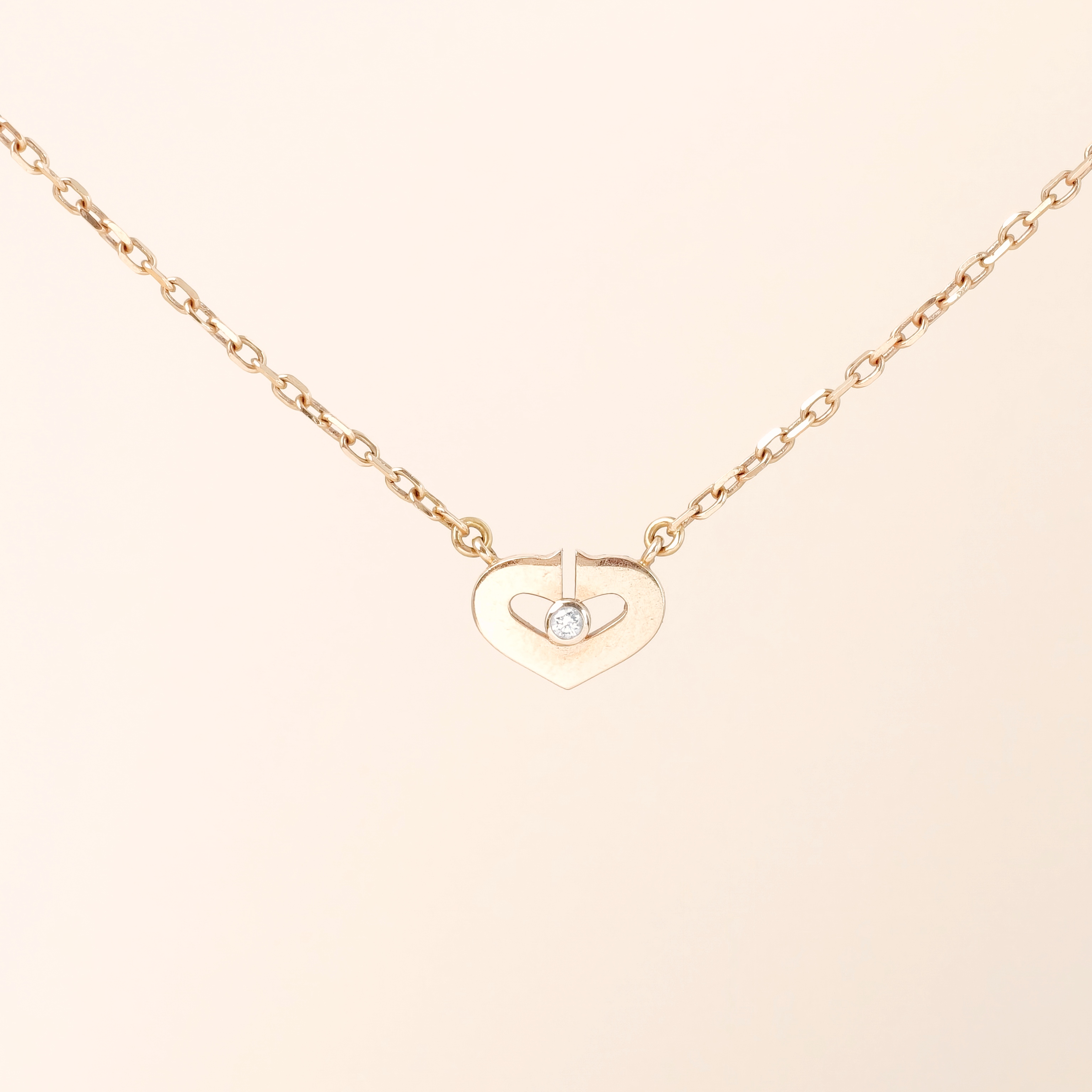 CARTIER Necklace C Heart of Necklace Rose Gold Diamond18KR ose Gold One Size40cm
