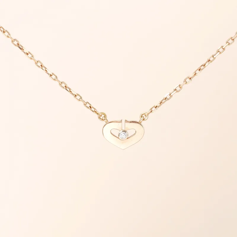 CARTIER Necklace C Heart of Necklace Rose Gold Diamond18KR ose Gold One Size40cm
