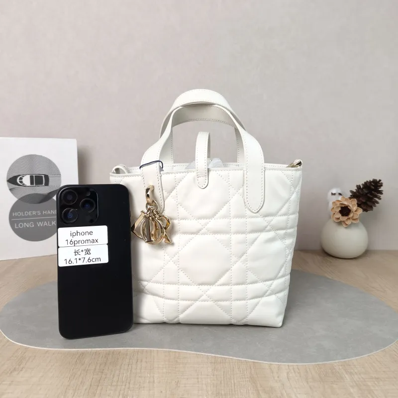 DIOR Top Handle Bag TOUJOURS Edition White Calfskin Small 18.5 × 12 × 18.5 cm — cover view 3 of 6