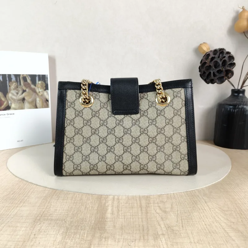 GUCCI Shoulder Bag Padlock Tote Black Monogram PVC Medium 26 × 10 × 18 cm — cover view 4 of 5