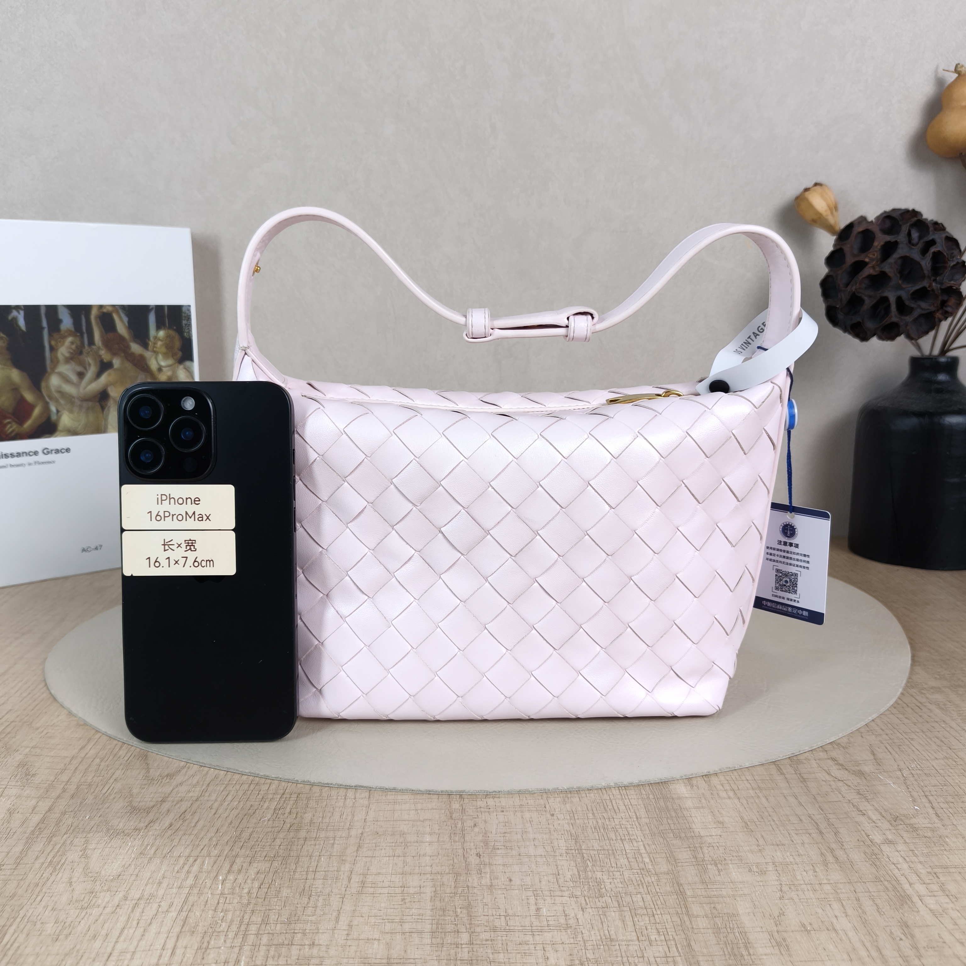 Bottega Veneta Top Handle Bag Wallace Woven Vanity Case Bag Pink Lambskin Medium20 × 9.5 × 13 cm — cover view 6 of 6