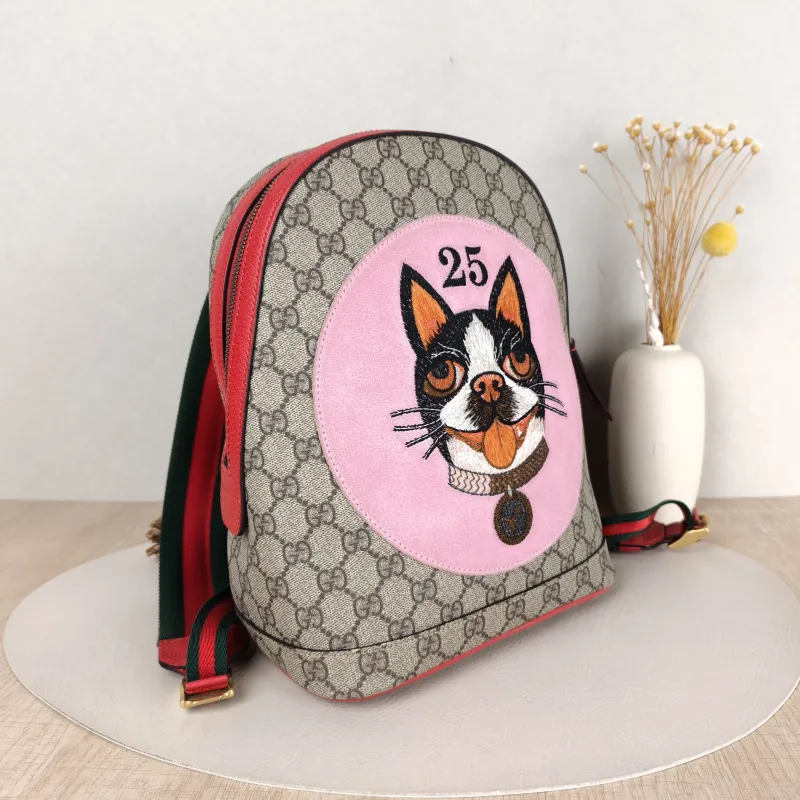 GUCCI Backpack Embroidered Backpack Monogram PVC One Size 22 × 11 × 27 cm — cover view 2 of 5