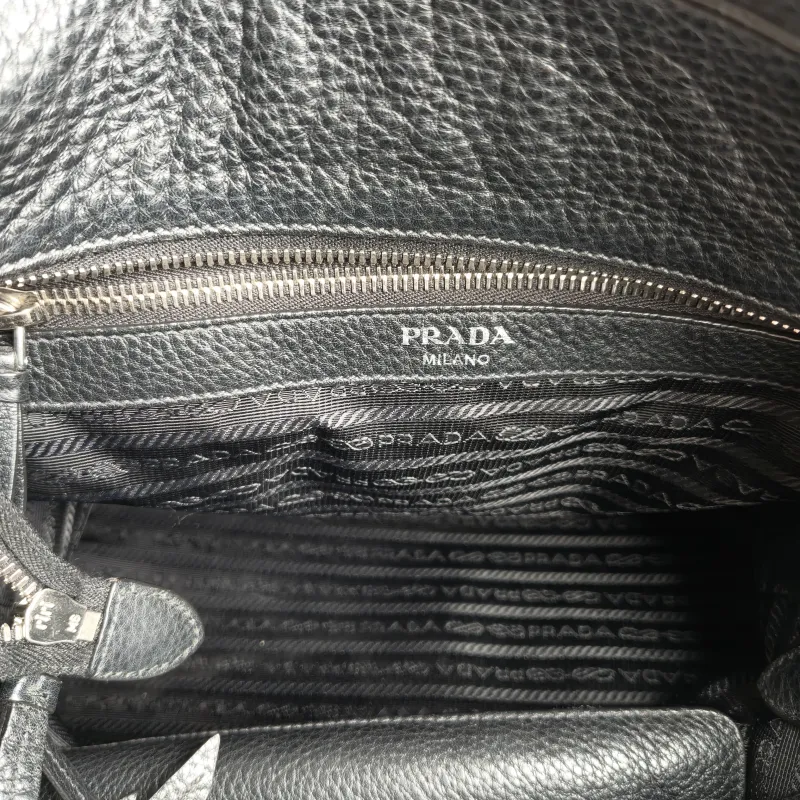 PRADA Shoulder Bag Bucket Bag Black Calfskin One Size 28 × 15 × 27 cm — detail view 1 of 11