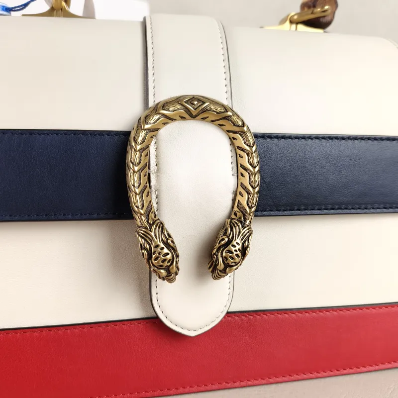 GUCCI Crossbody Bag Dionysus Crossbody Bag White · Red · Blue Calfskin Medium 27 × 13 × 18 cm — detail view 9 of 12