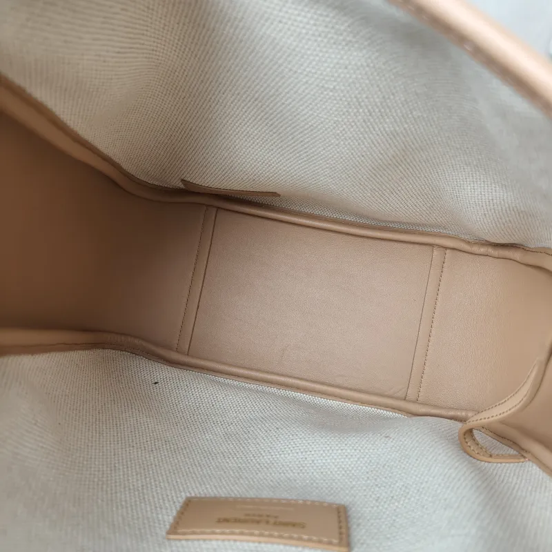SAINT LAURENT Crossbody Bag LE 5 À 7 Hobo Inner Pouch Beige Brown Canvas Small 22.5 × 8.5 × 23 cm — detail view 4 of 14
