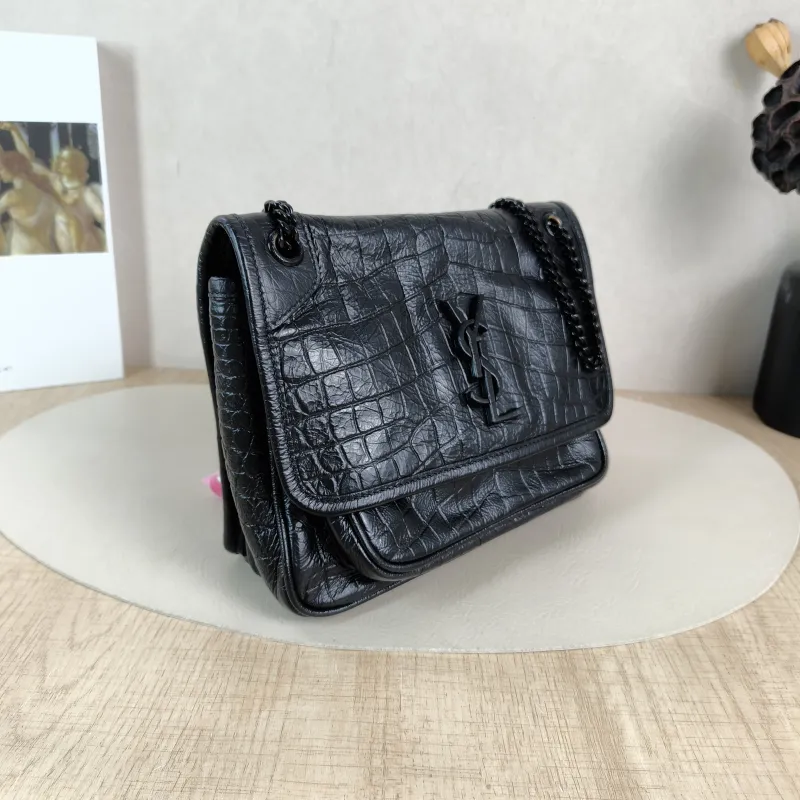 SAINT LAURENT Crossbody Bag Niki Black Waxed Leather Calfskin Small 21 × 7.5 × 16 cm — cover view 6 of 6