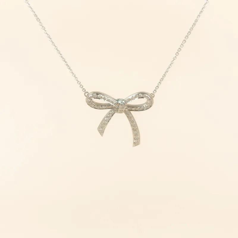 Tiffany&Co. Necklace Bow Pavé Diamond 950Diamond One Size 40cm