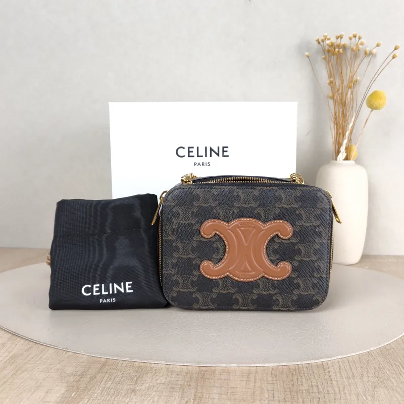 CELINE Crossbody Bag Box Triomphe Box Bag Monogram PVC Mini 16 × 7 × 12 cm — cover view 3 of 6