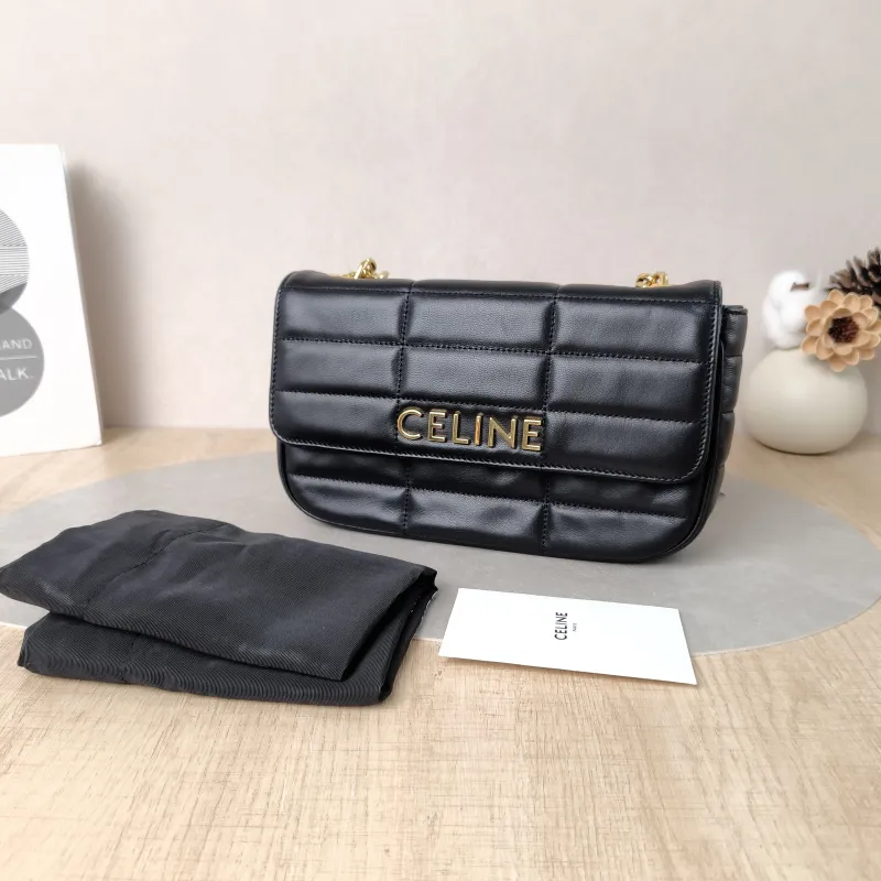CELINE Shoulder Bag Matelasse Monochrome Shoulder Bag Black Lambskin 24 × 5 × 15 cm — cover view 2 of 6