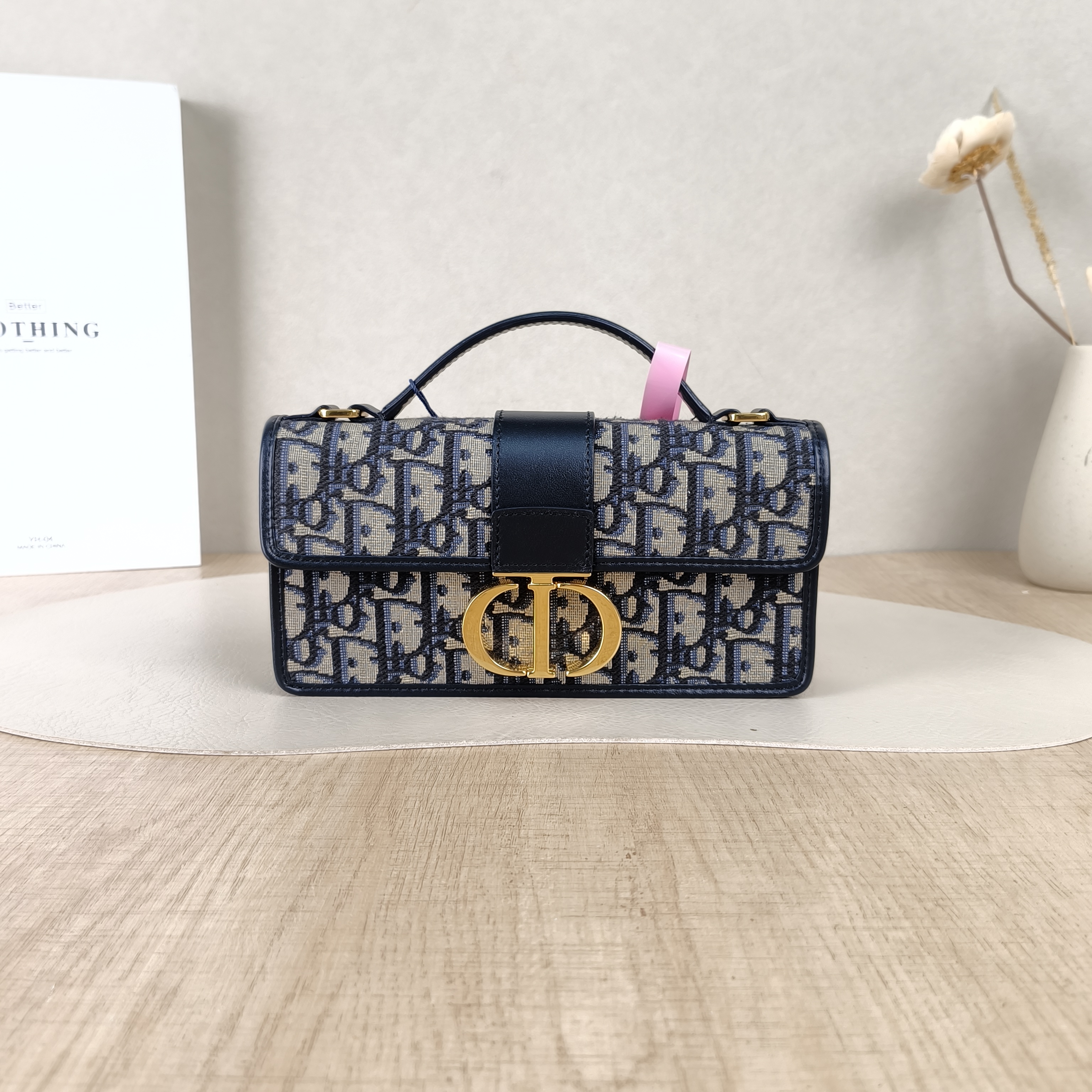 DIOR Crossbody Bag Miss Montaigne Chain Bag Blue Canvas20 × 4 × 10 cm