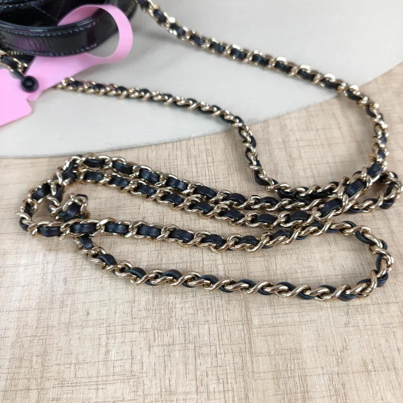 Chanel Crossbody Bag Crossbody Bag Black with Gold-Tone Hardware Waxed Leather Mini 12 × 5.5 × 11 cm — detail view 9 of 12