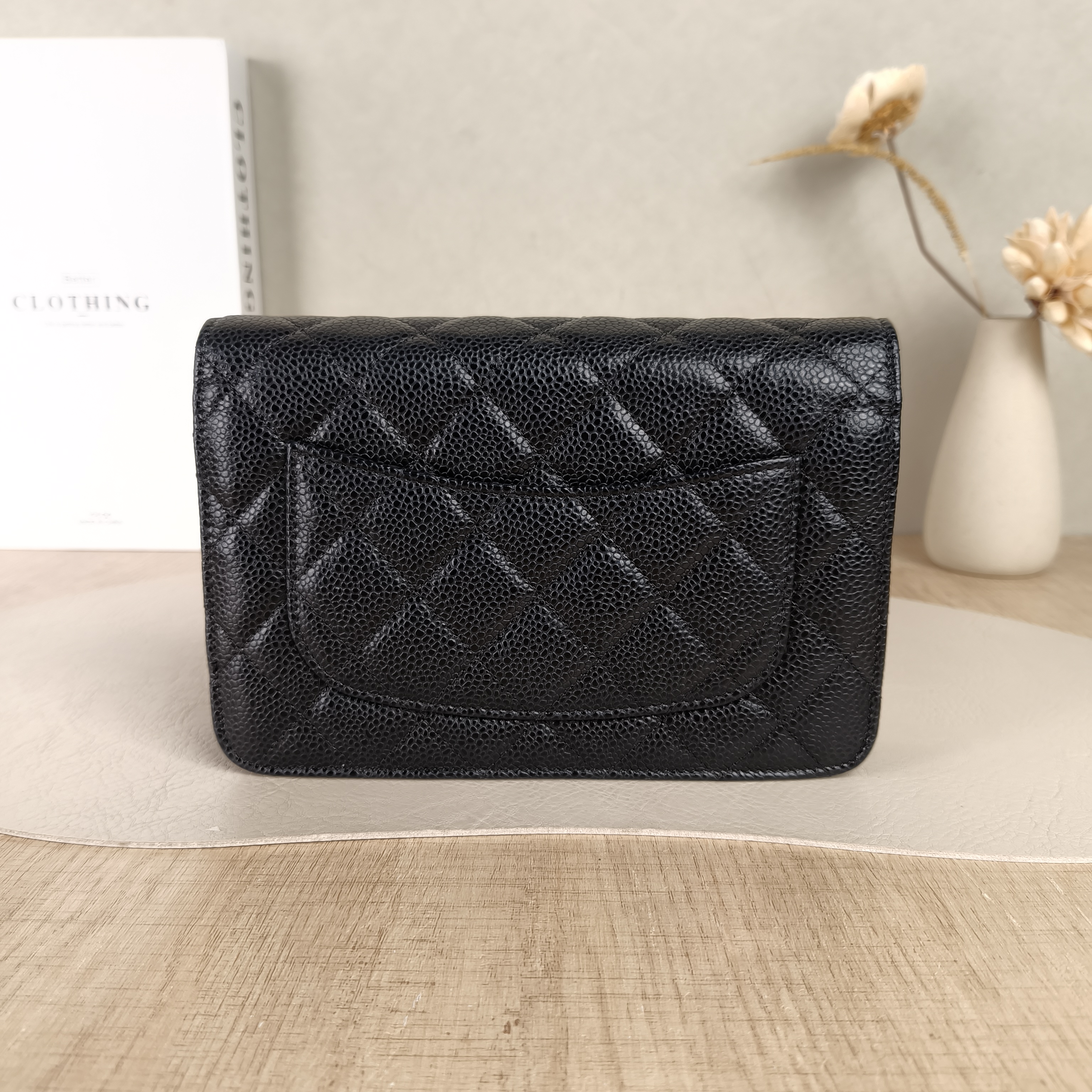Chanel Crossbody Bag Classic Flap WOC CF WOCWOC Bag Black Grained Calfskinmini19.2 × 3.5 × 12.3 cm — cover view 5 of 5