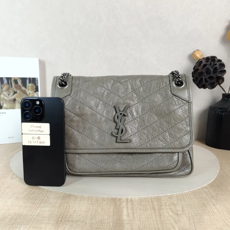 SAINT LAURENT Crossbody Bag Niki D Waxed Leather Medium 28 × 8.5 × 20 cm — cover view 2 of 6
