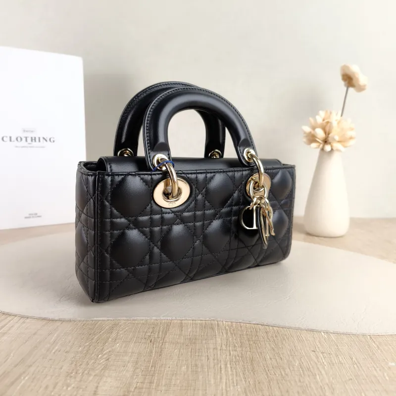 DIOR Top Handle Bag Lady D-Joy Black Lambskin Small 22 × 6 × 11 cm — cover view 4 of 5