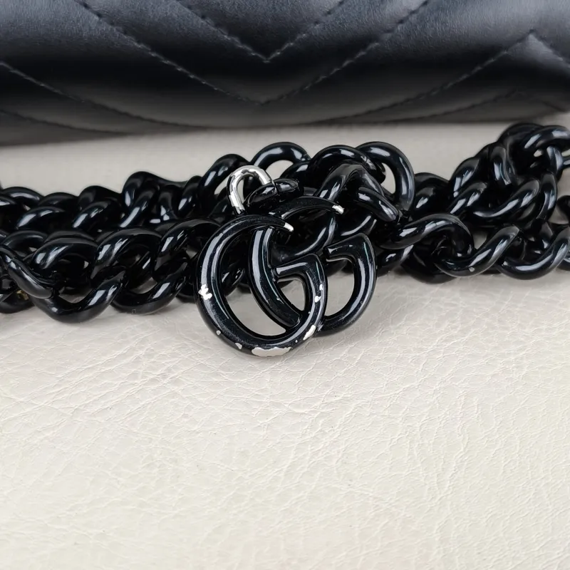 GUCCI Crossbody Bag GG Marmont So Black Marmont So Black Black CC alfskin Mini 16.5 × 5 × 10 cm — detail view 4 of 12