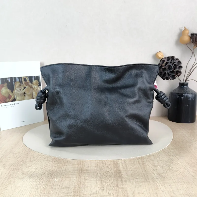 LOEWE Crossbody Bag Flamenco Black Calfskin Medium 30 × 10.5 × 24.5 cm — cover view 4 of 5