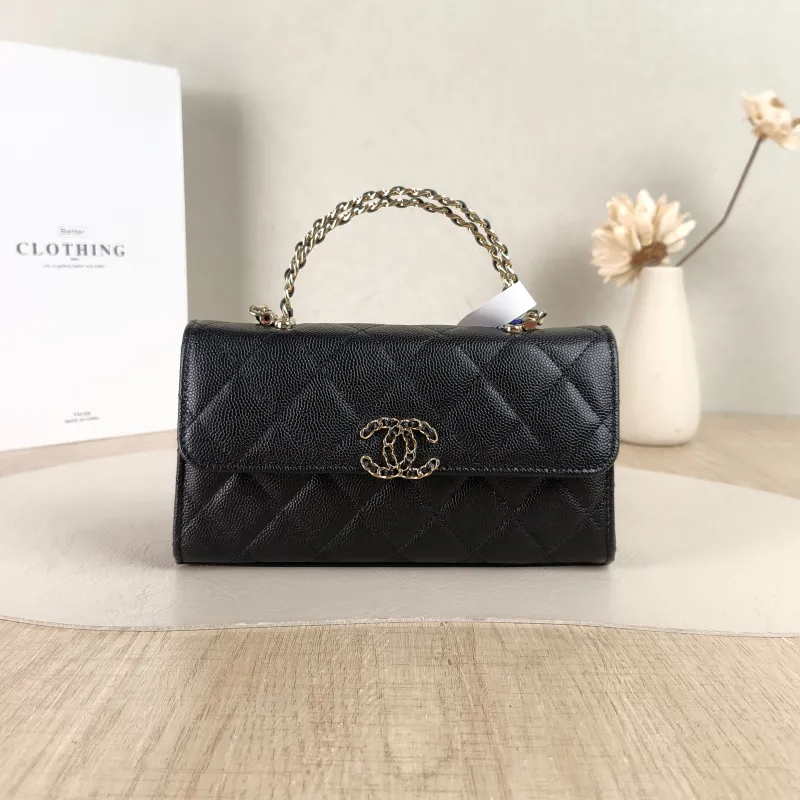 Chanel Crossbody Bag kelly Black Grained Calfskin One Size18 × 4.5 × 10 cm