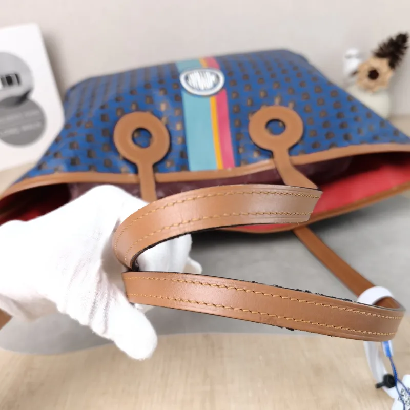 Moynat Shoulder Bag Blue Canvas 34 × 14 × 26 cm — detail view 5 of 12