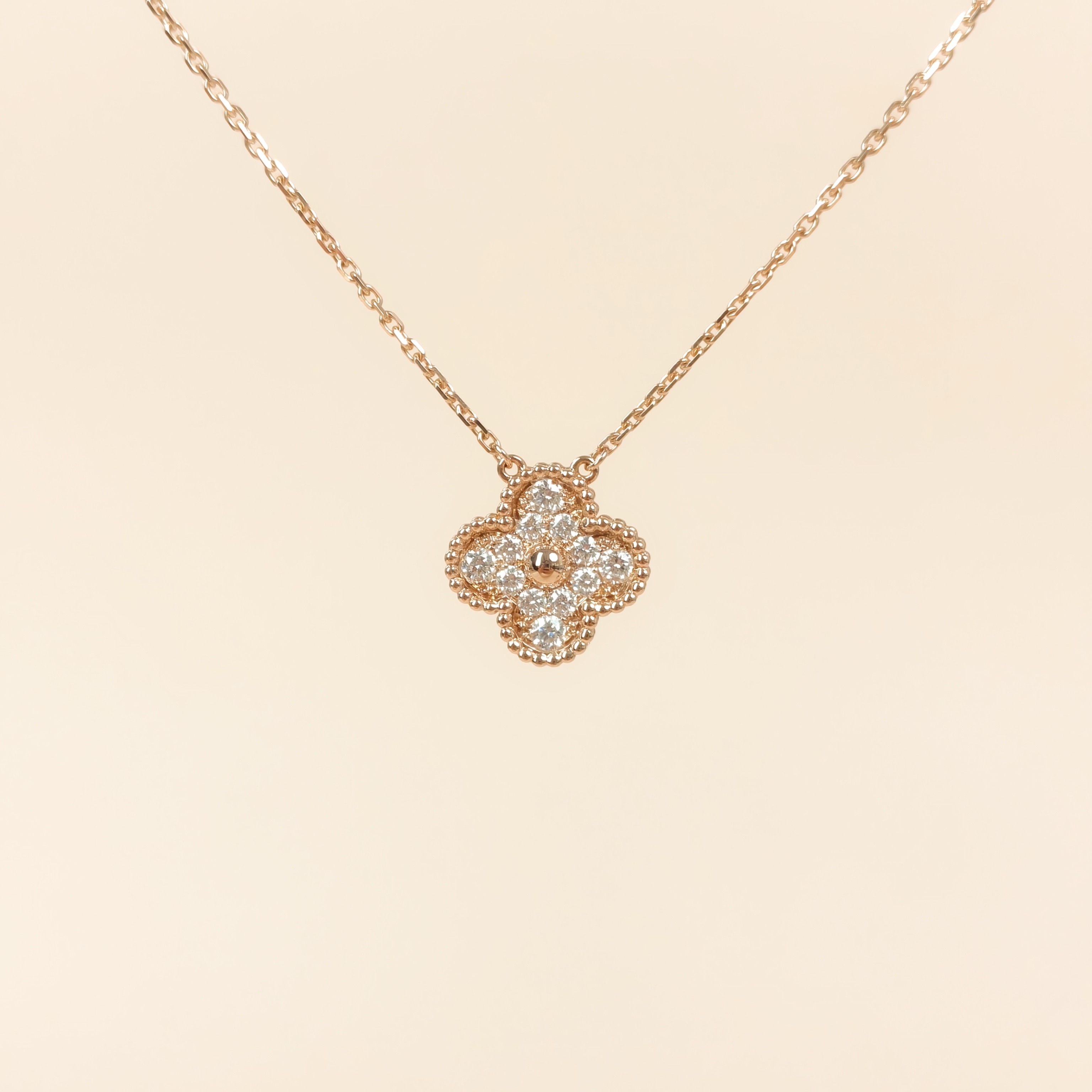 Van Cleef & Arpels Necklace Alhambra Rose Gold Diamond18KR ose Gold Vintage Small1.5 × 1.5 × 41 cm