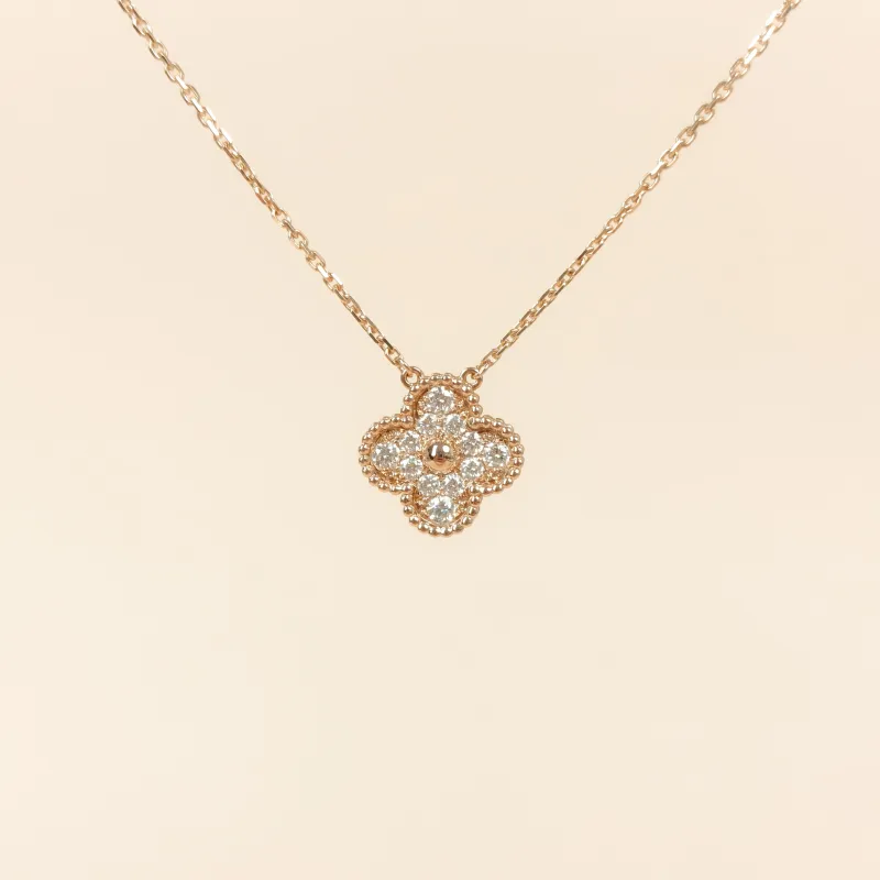 Van Cleef & Arpels Necklace Alhambra Rose Gold Diamond18KR ose Gold Vintage Small1.5 × 1.5 × 41 cm