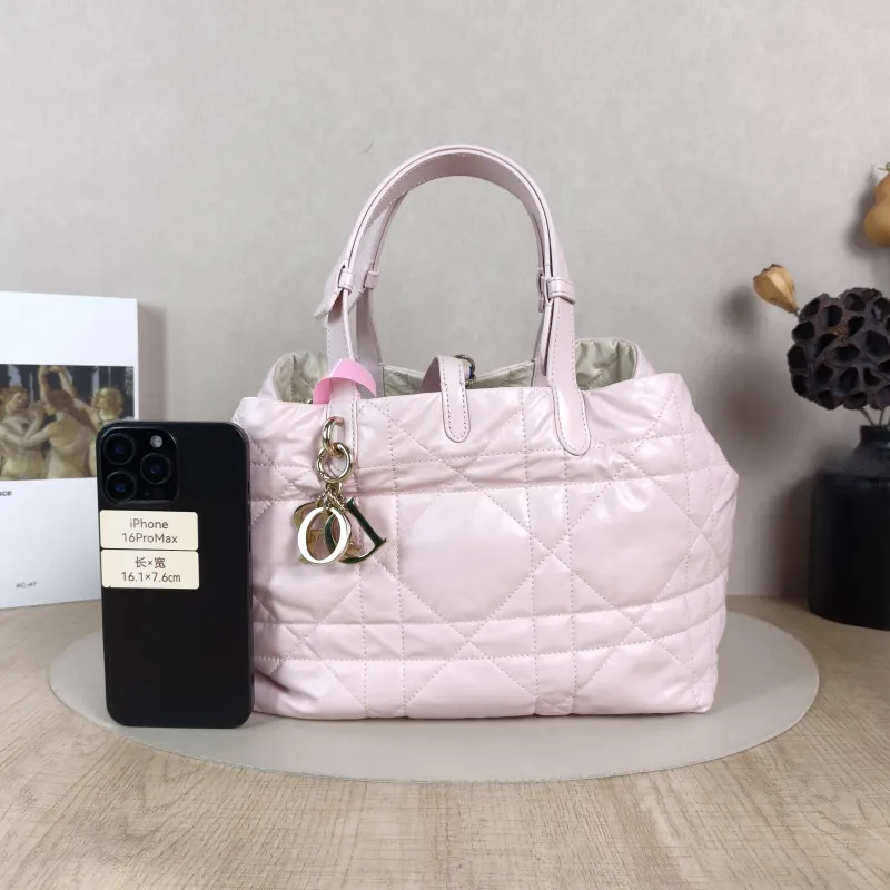 DIOR Top Handle Bag TOUJOURS Pink White Calfskin Medium28.5 × 17 × 21.5 cm — cover view 3 of 5