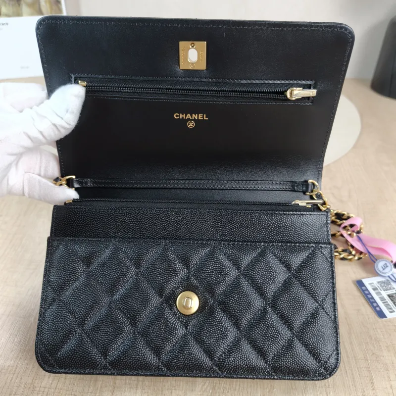 Chanel Crossbody Bag CF WOC Crossbody Bag Black Grained Calfskinmini19.2 × 3.5 × 12.3 cm — detail view 9 of 13