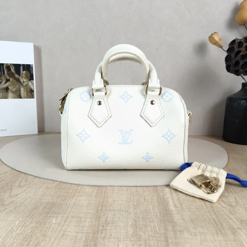 Louis Vuitton Crossbody Bag Speedy20 White · Blue Monogram Empreinte Embossed Calfskin Small 20.5 × 12 × 13.5 cm — cover view 6 of 6