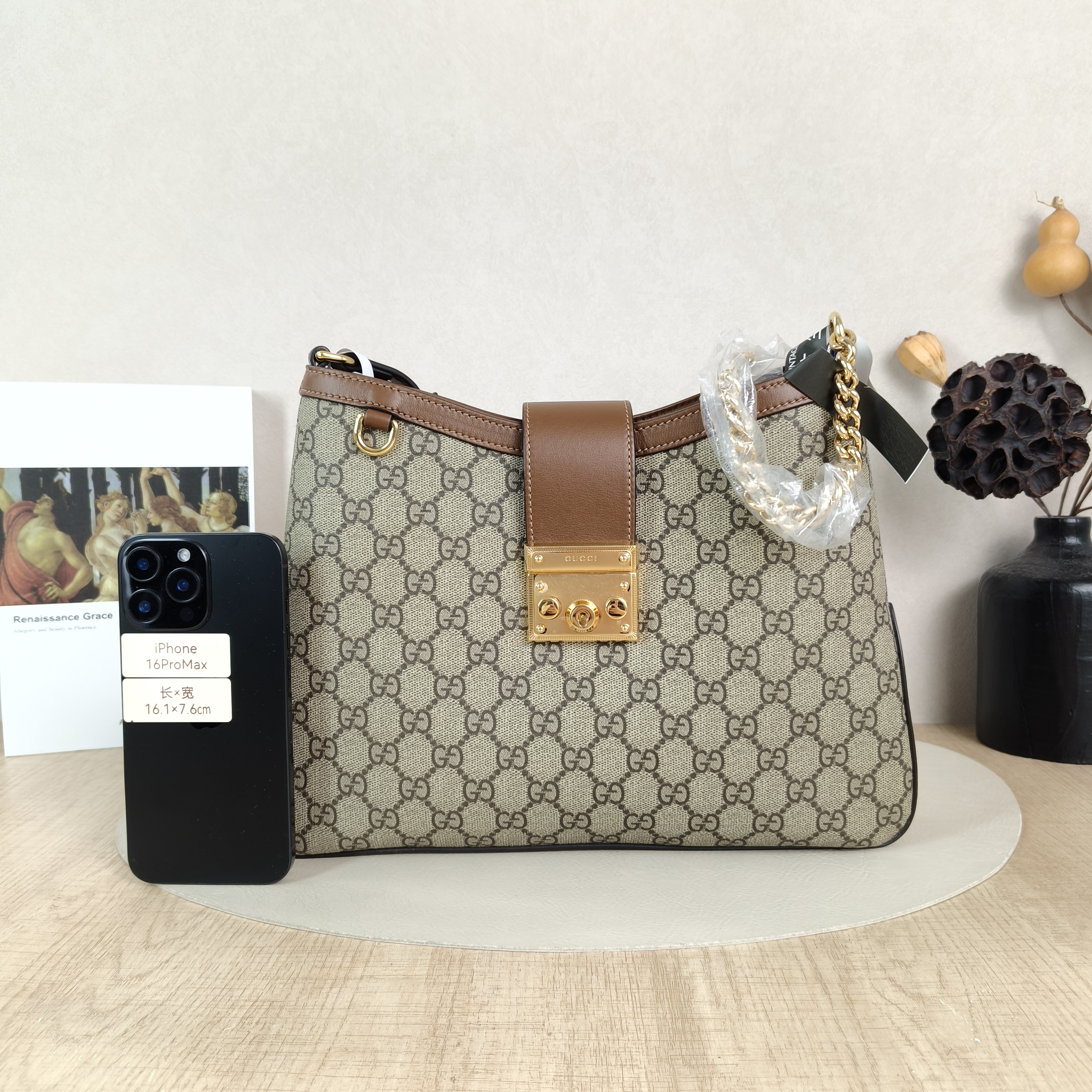 GUCCI Shoulder Bag Padlock GG Shoulder Bag Brown Monogram PVC · Calfskin Medium32.5 × 5.5 × 24 cm — cover view 2 of 6