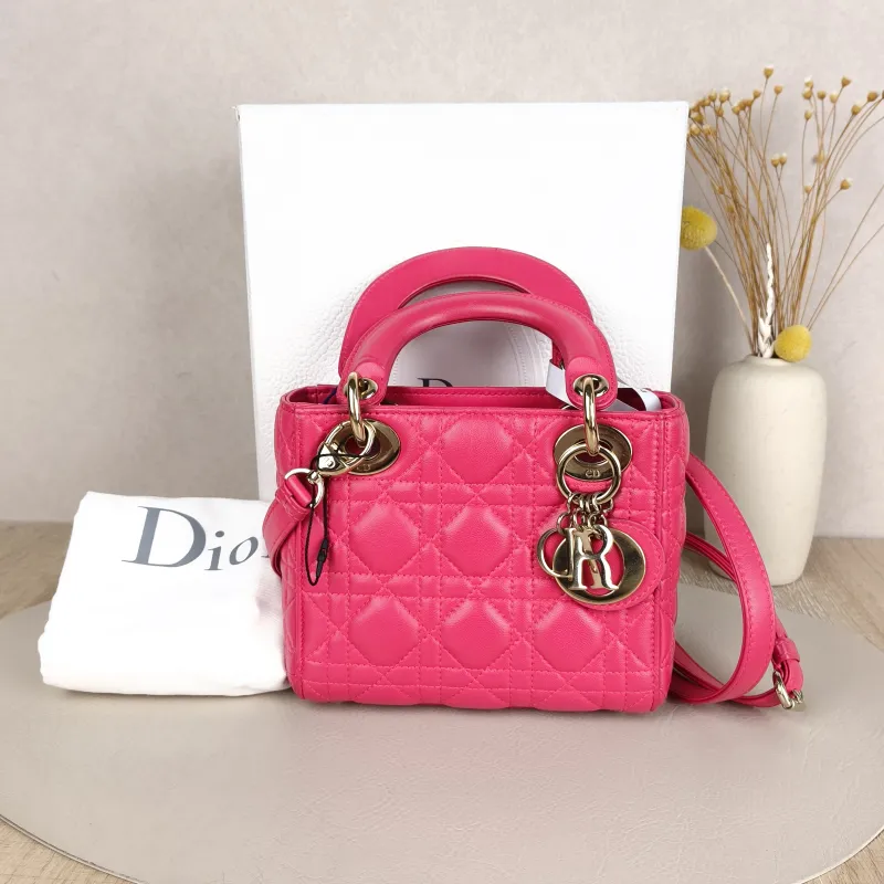 DIOR Lady Lady Dior Bag mini Pink Lambskin · Shoulder Strap Dust Bag · 17 × 7 × 15 cm — cover view 8 of 9