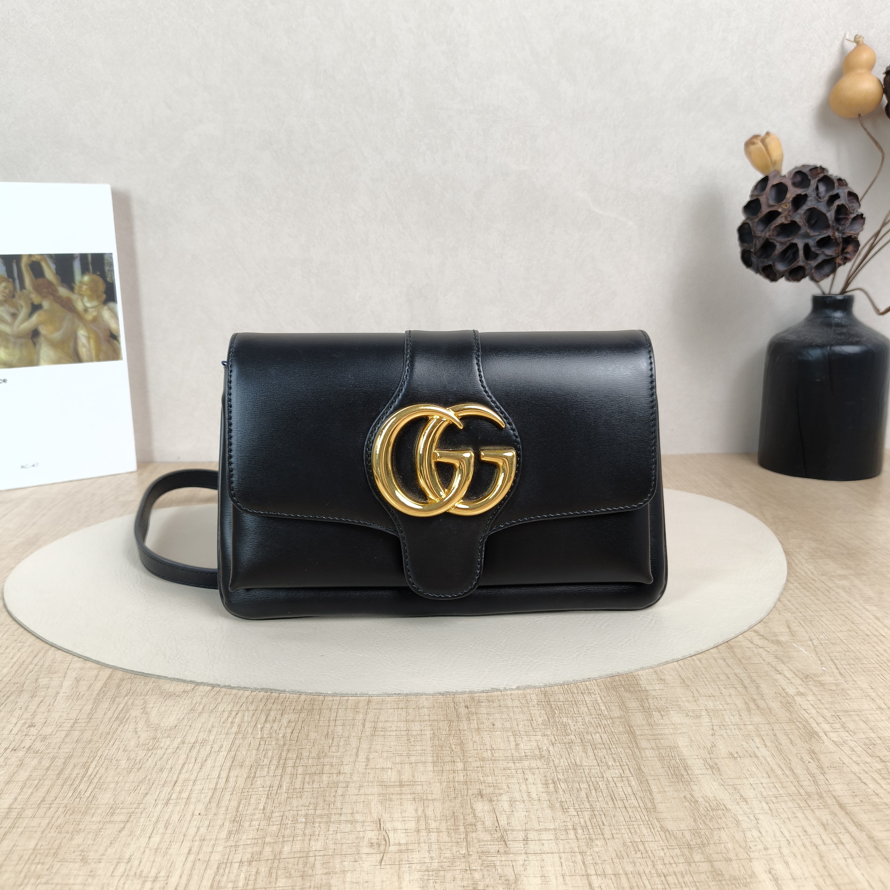 GUCCI Shoulder Bag Arli Shoulder Bag Black CC alfskin Small25 × 5.5 × 16 cm