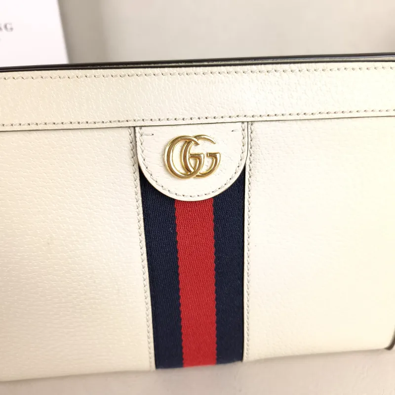 GUCCI Crossbody Bag Ophidia White Calfskin 26 × 8 × 17 cm — detail view 5 of 10