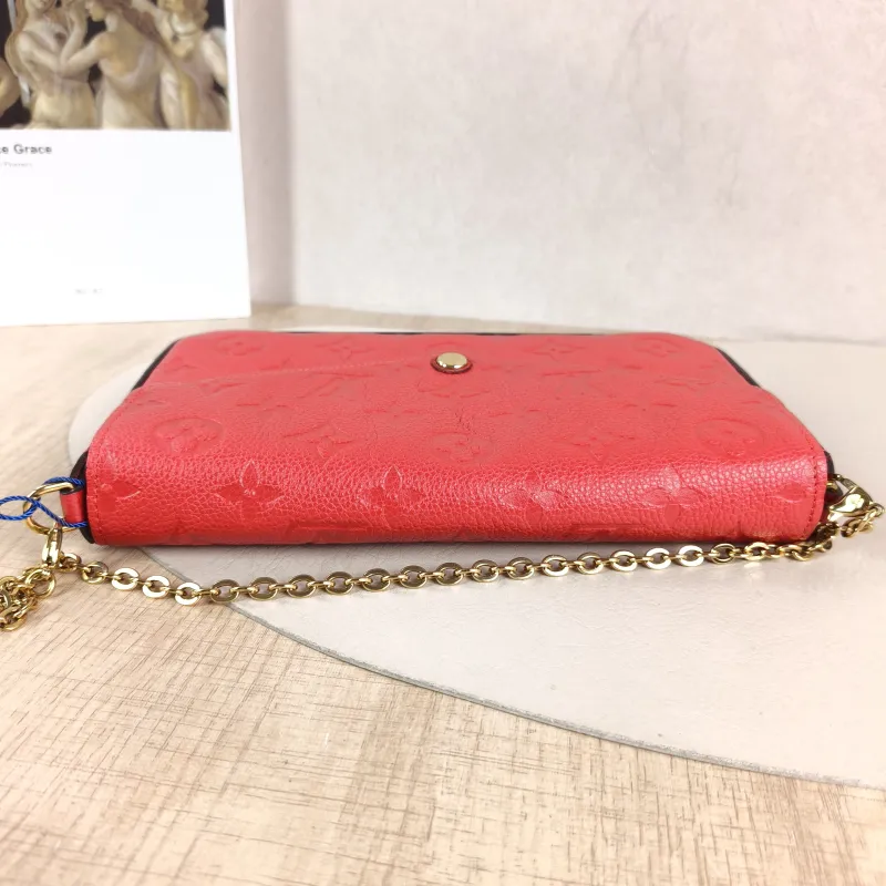 Louis Vuitton Crossbody Bag Pochette Félicie Red Calfskin Small 21 × 3 × 12 cm — detail view 14 of 16