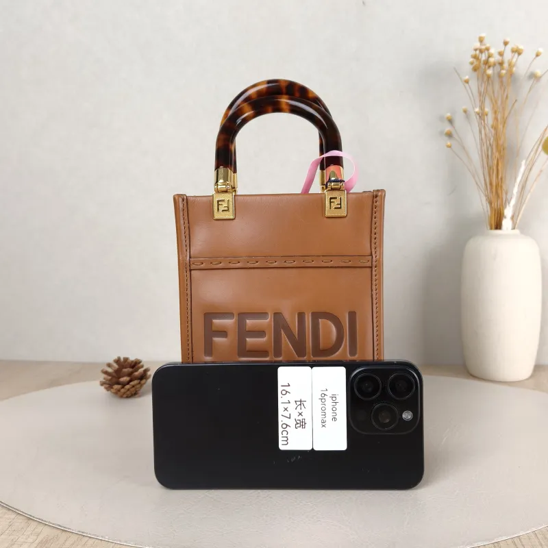 FENDI Crossbody Bag sunshine Caramel Calfskin Mini 13 × 6.5 × 18 cm — cover view 2 of 5