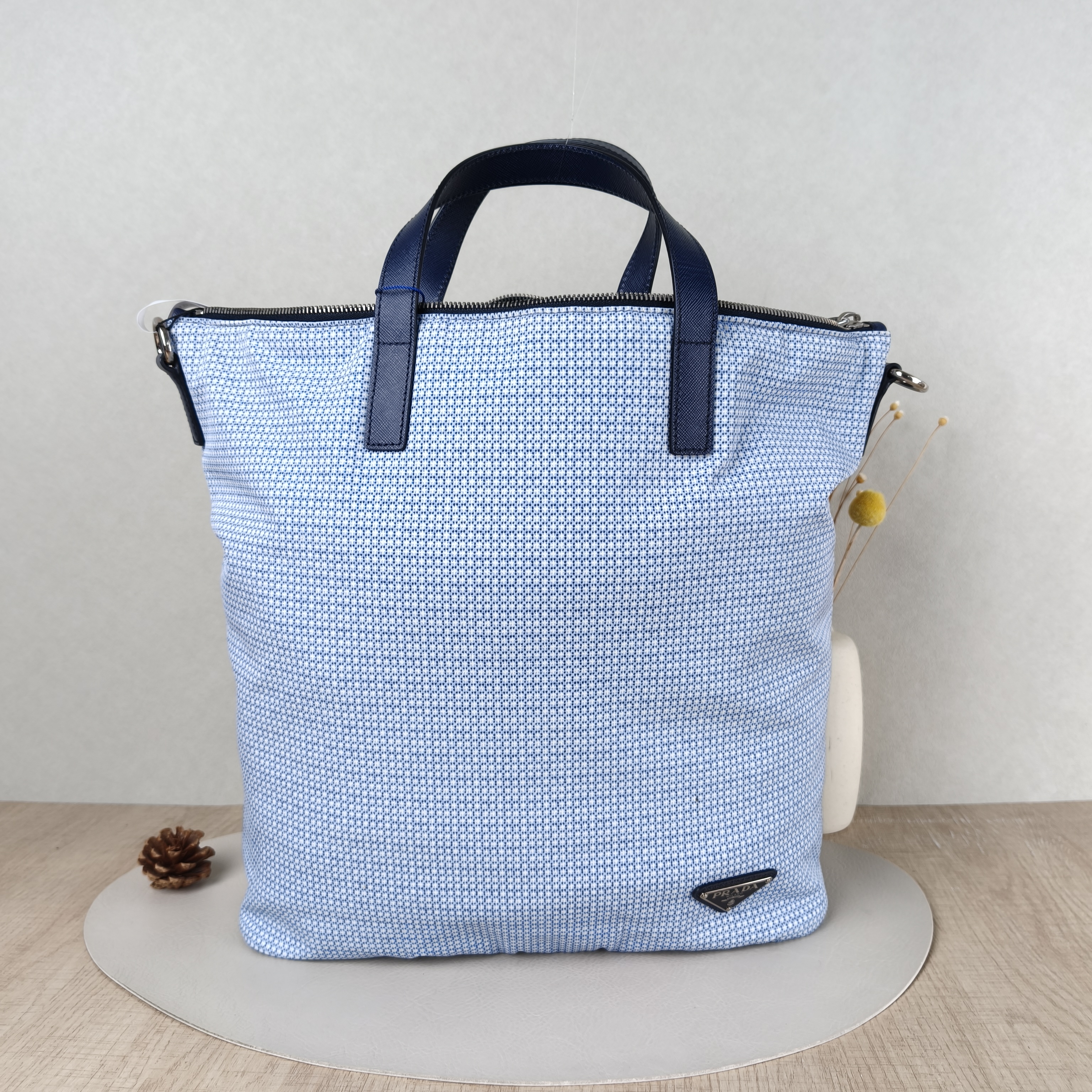 PRADA Top Handle Bag Nylon Blue Nylon One Size32 × 14 × 34 cm