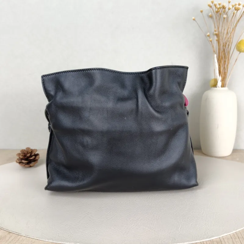 LOEWE Crossbody Bag Flamenco Black Calfskin Mini 24 × 9 × 18 cm — cover view 4 of 5