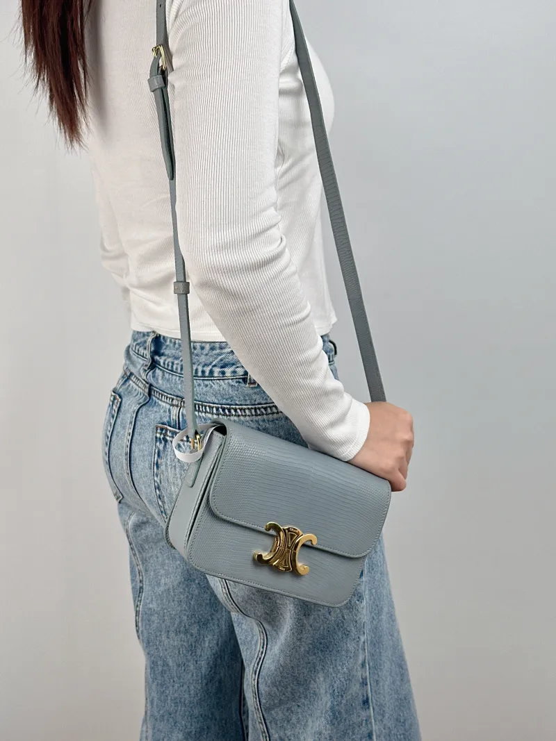 CELINE Crossbody Bag Teen Triomphe Small 18.5 × 6 × 14 cm — on-model view 1 of 2