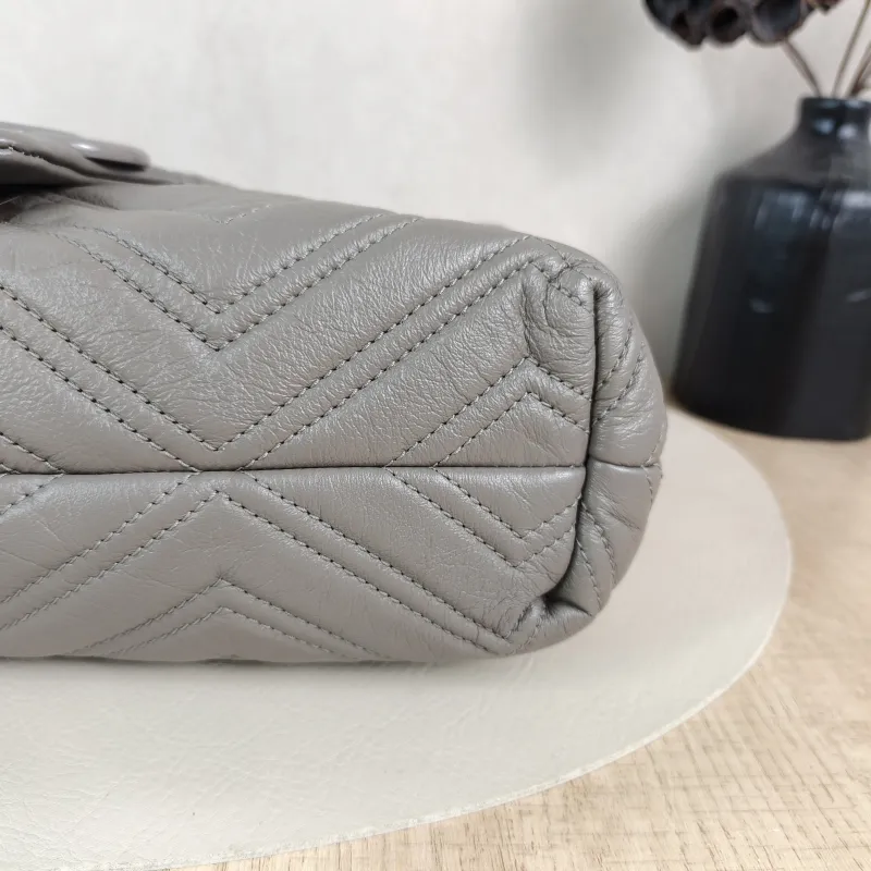 GUCCI Shoulder Bag GG Marmont Marmont Shoulder Bag Grey Calfskin Medium 31 × 8 × 17 cm — detail view 2 of 13