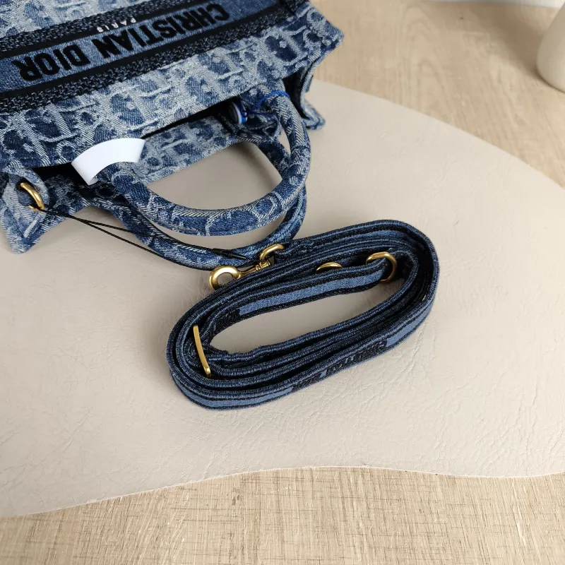 DIOR Top Handle Bag Book Tote Shoulder Strap Edition Blue Mini 21.5 × 7.5 × 13 cm — detail view 2 of 11