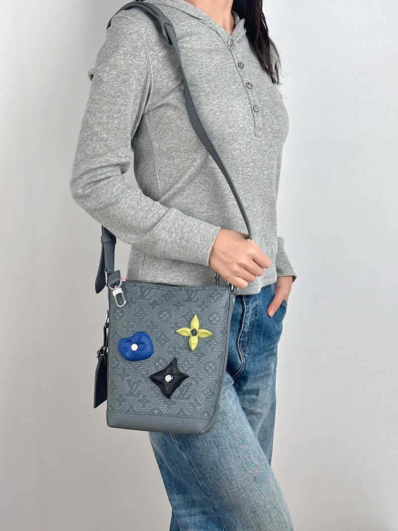 Louis Vuitton Shoulder Bag Hobo Cruiser Grey Calfskin Small 17 × 8.5 × 24 cm — on-model view 2 of 2