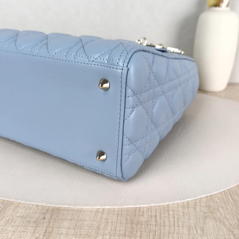 DIOR Top Handle Bag Lady Lady Dior Bag Blue Lambskin Medium 24 × 12 × 21 cm — detail view 4 of 14