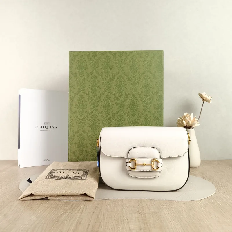 GUCCI Crossbody Bag Horsebit 1955 Horsebit Small White Calfskin Small 20.5 × 5 × 14.5 cm — cover view 6 of 6