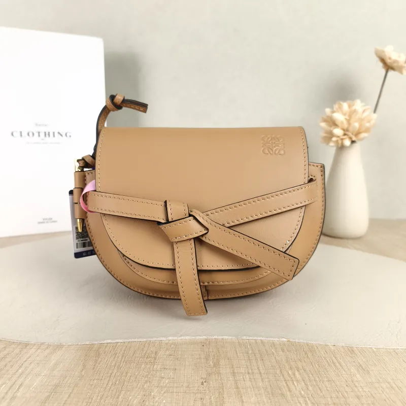 LOEWE Crossbody Bag Gate Dual Shoulder Strap Yellow Calfskin Mini 21 × 9.5 × 13 cm