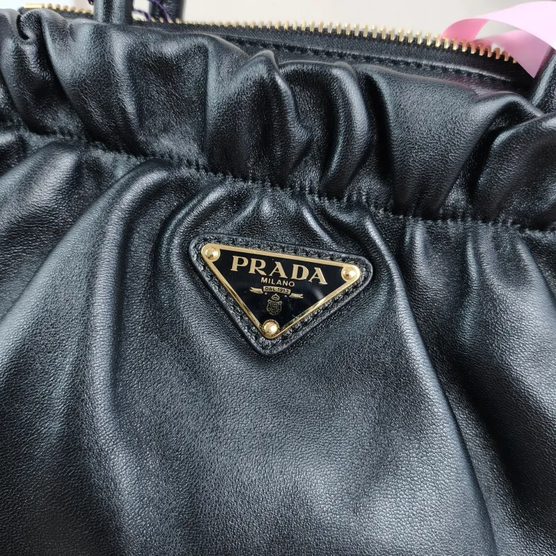PRADA Crossbody Bag Black with Gold-Tone Hardware Crossbody Bag Black Lambskin One Size26 × 11 × 17 cm — detail view 9 of 12