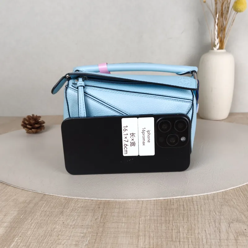 LOEWE Crossbody Bag Puzzle Blue Calfskin Mini 18 × 8 × 12.5 cm — cover view 4 of 5