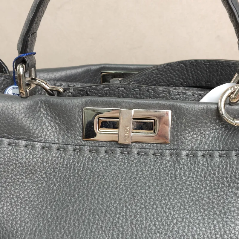 FENDI peekaboo Shoulder Bag Grey Calfskin · Shoulder Strap · 34 × 13 × 26 cm — detail view 1 of 10