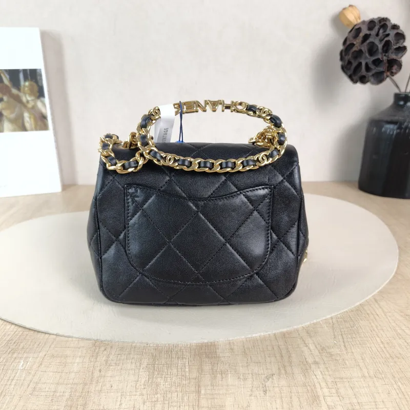 Chanel Top Handle Bag Black Lambskin Mini 17 × 6 × 13 cm — cover view 3 of 6