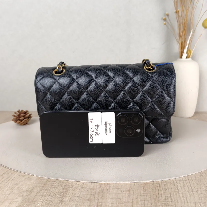 Chanel Crossbody Bag Classic Flap CF Black Grained Calfskin Small 23 × 6 × 14.5 cm — cover view 3 of 5